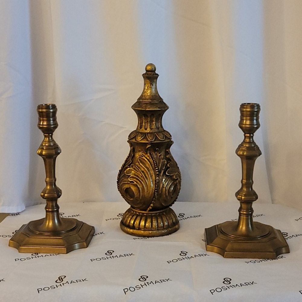 Elegant Brushed Brass Candle Stick